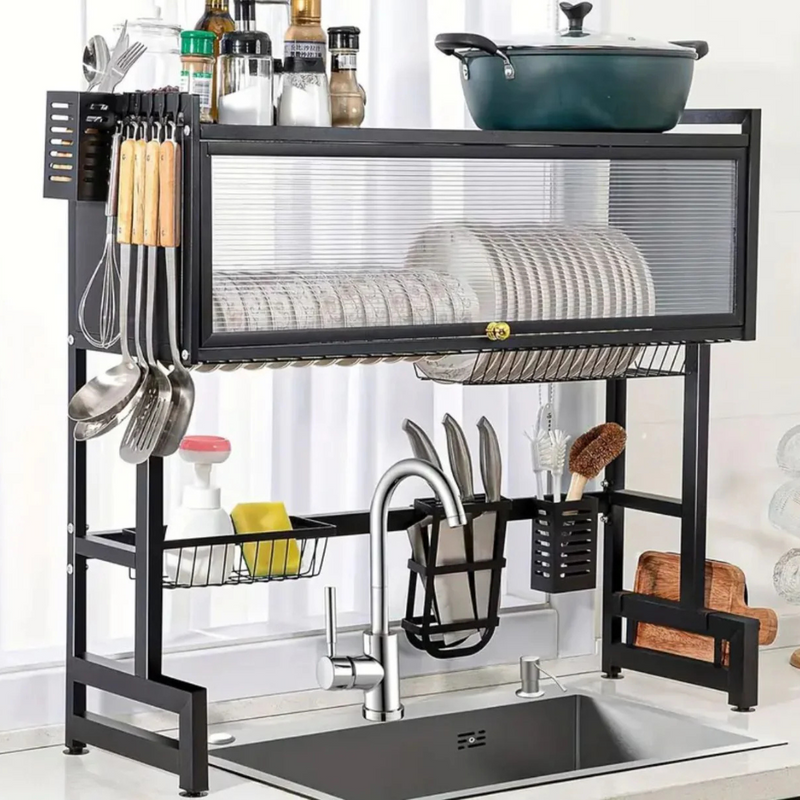 Platero Escurridor de Acero Inoxidable con Tapa