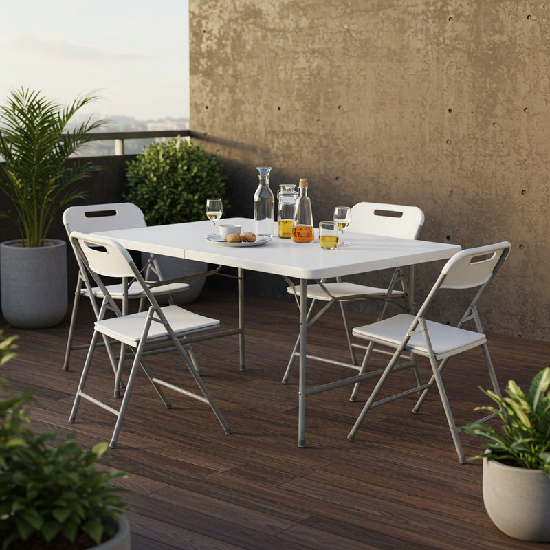 Mesa Plegable + 4 Sillas Plegables